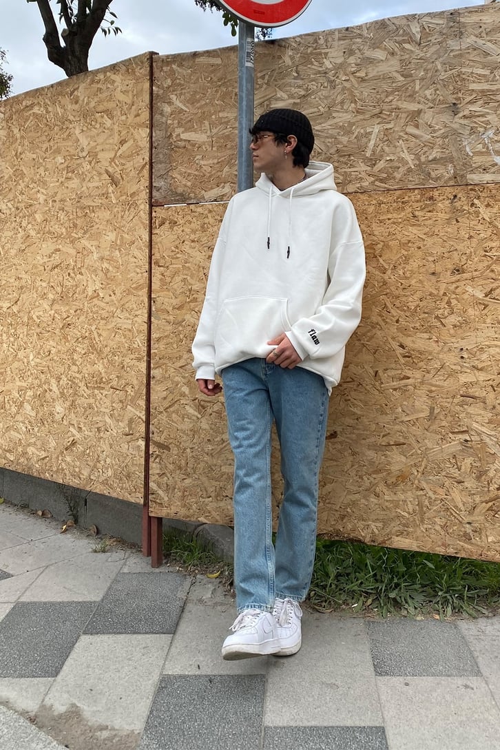 Mavi Taşlamalı Dad Fit Jean