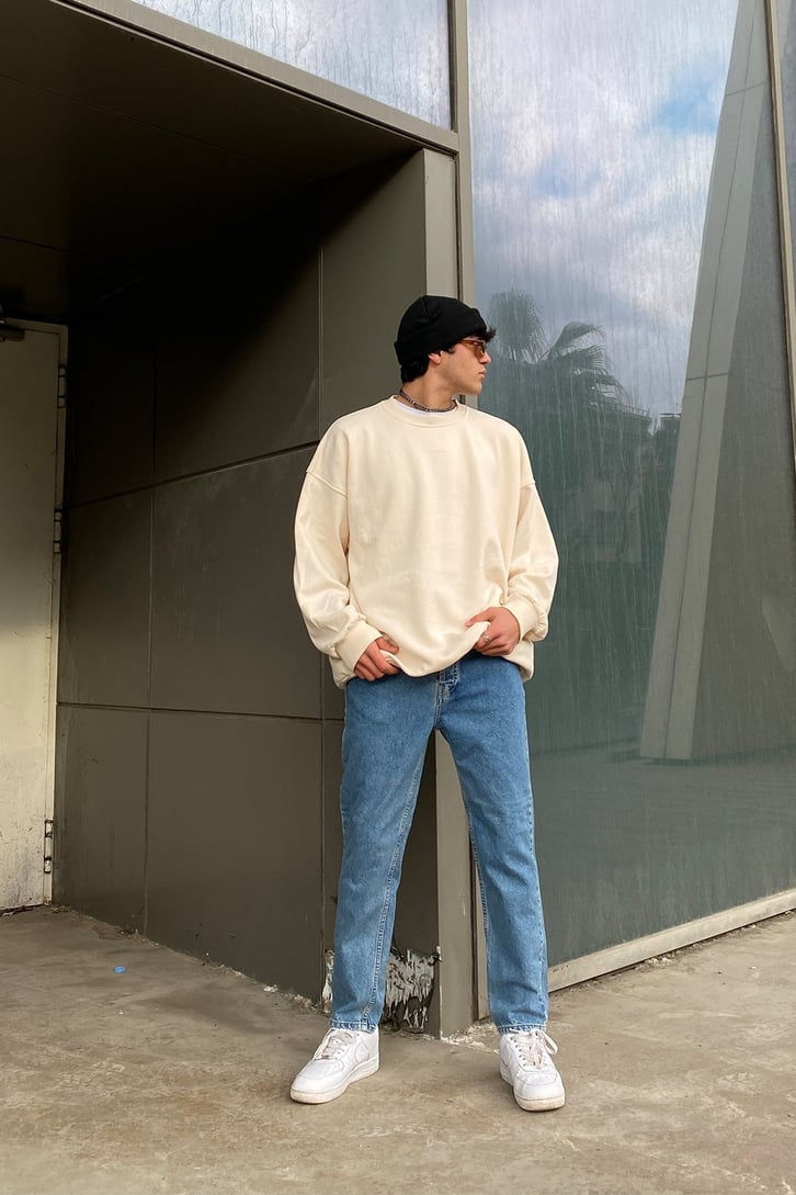 Mavi Taşlamalı Premium Losse Fit Jean
