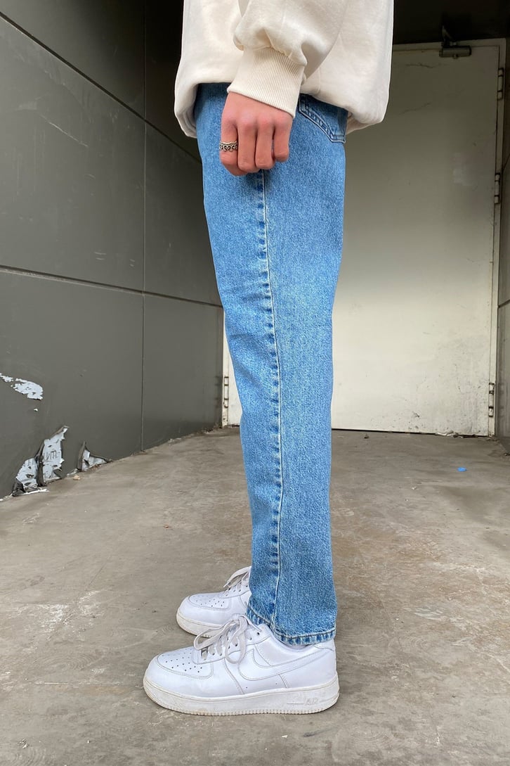 Mavi Taşlamalı Premium Losse Fit Jean