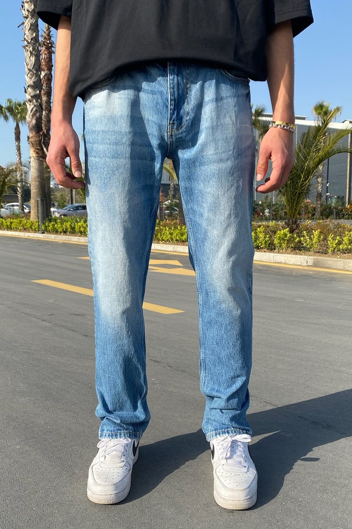 Mavi Taşlamalı Regular Fit Jean