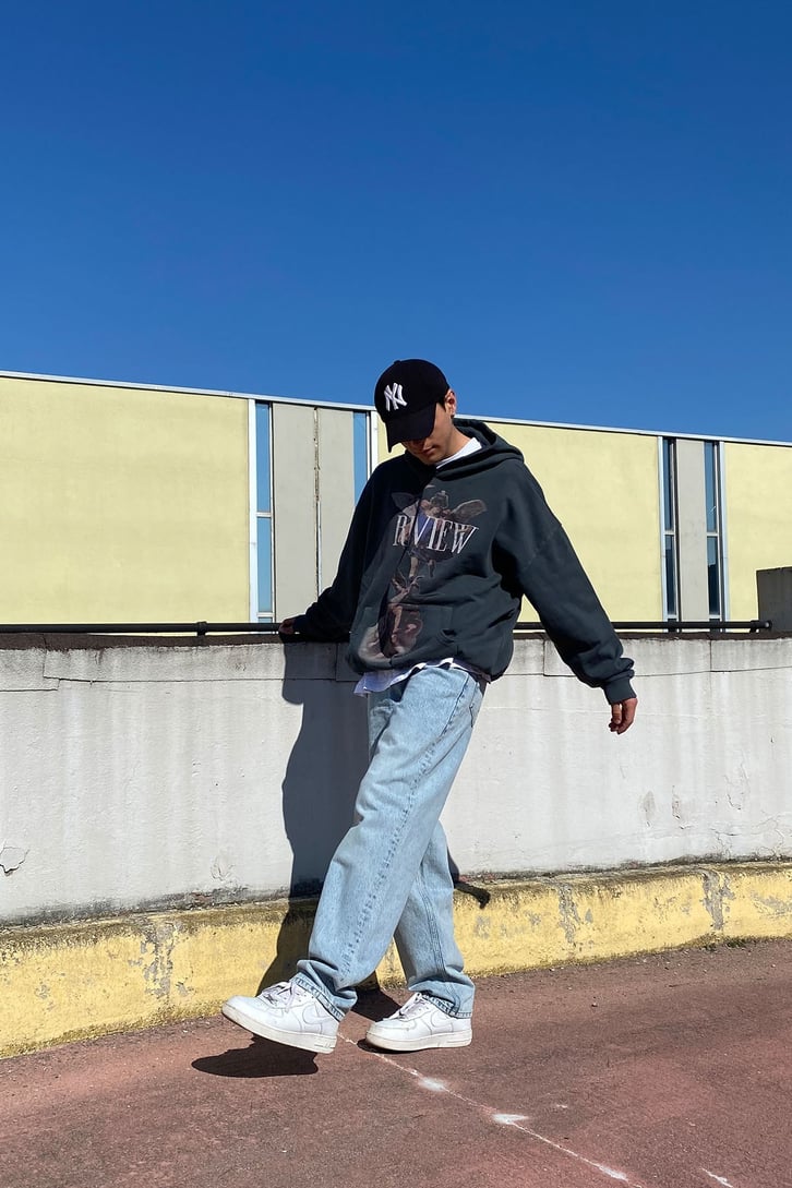 MELEK BASKILI OVERSIZE HOODIE
