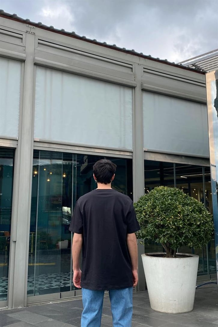 Memetics Printed Oversize Black Tişört