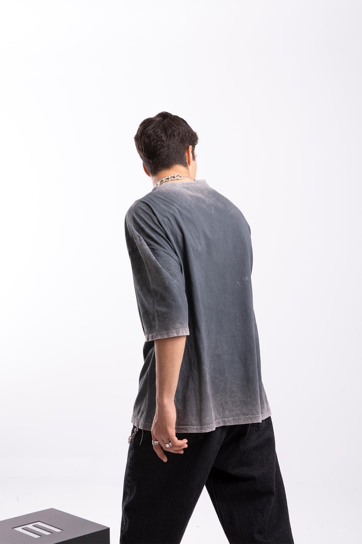 Metallica Baskılı Acid Wash Oversize Tshirt