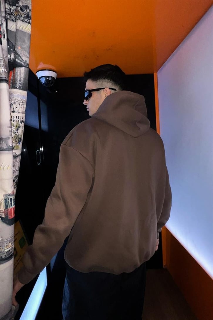 Metallica Baskılı Kahverengi Oversize Hoodie