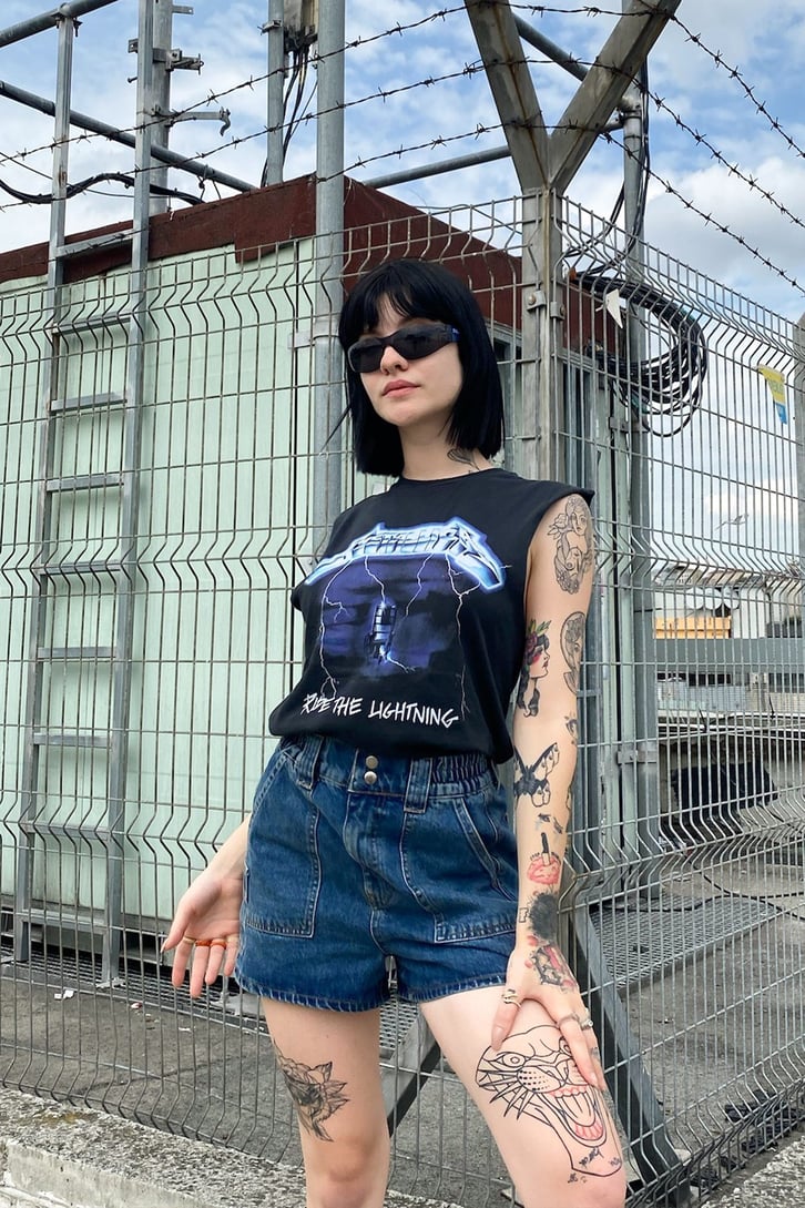 Metallica Baskılı Siyah Kolsuz Tshirt