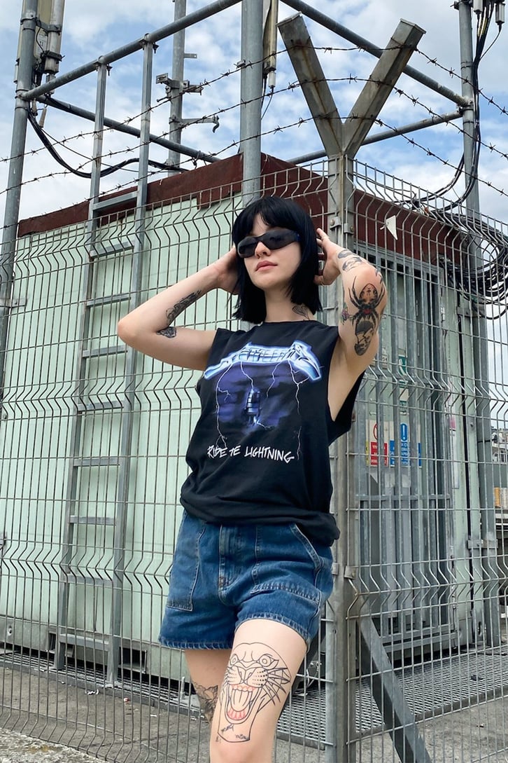 Metallica Baskılı Siyah Kolsuz Tshirt