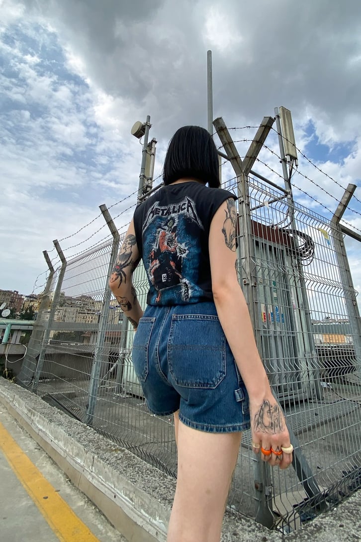Metallica Baskılı Siyah Kolsuz Tshirt