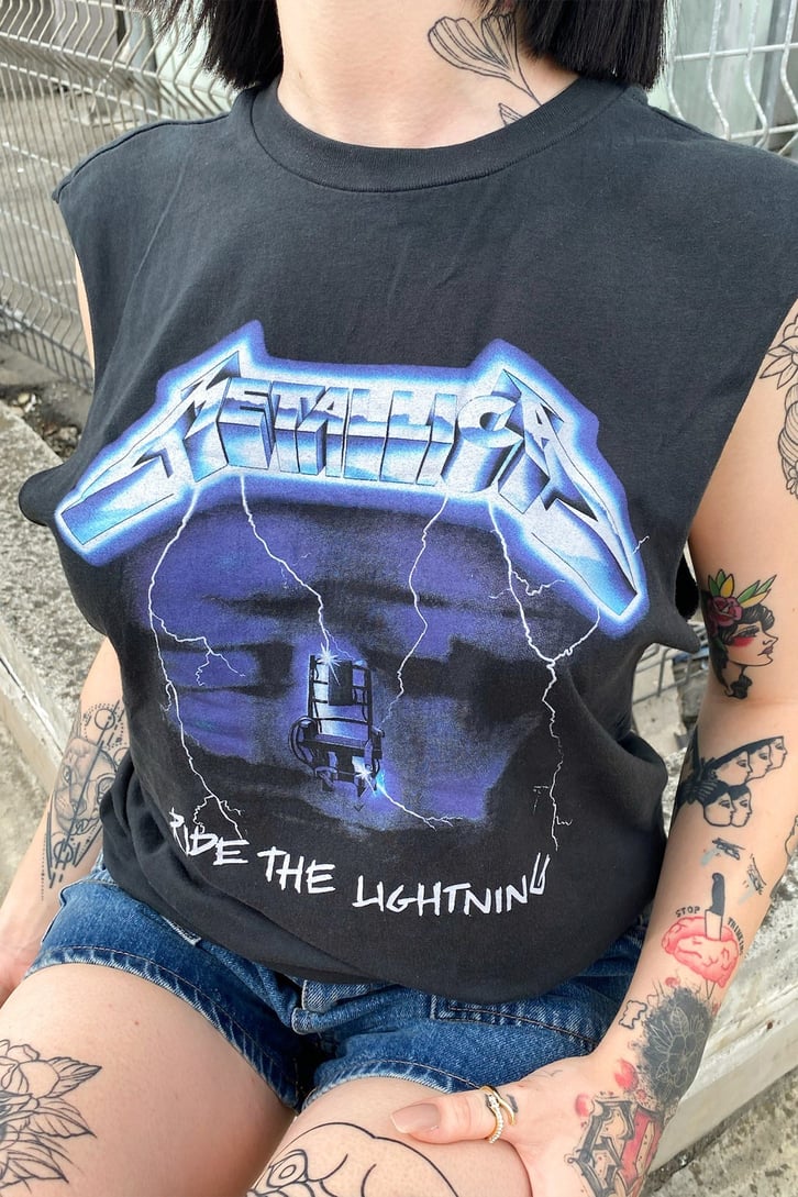 Metallica Baskılı Siyah Kolsuz Tshirt