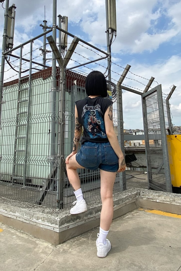 Metallica Baskılı Siyah Kolsuz Tshirt