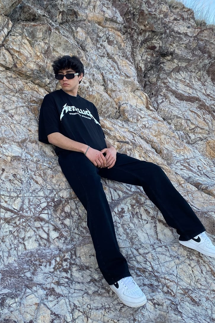 Metallica Baskılı Siyah Oversize Tshirt