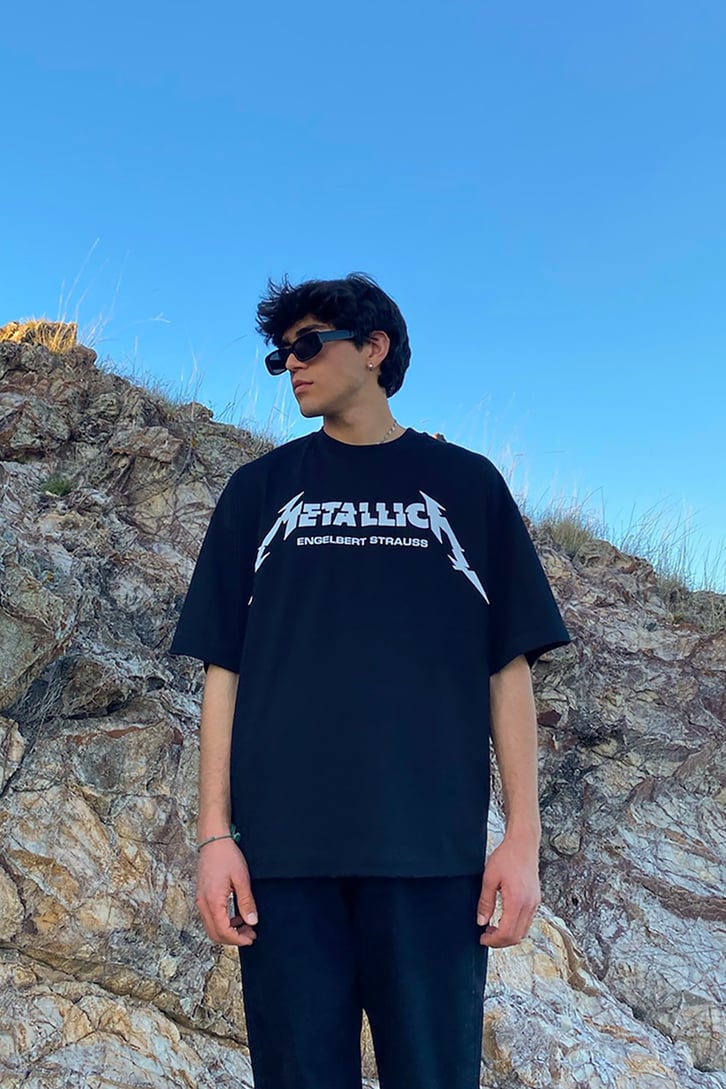 Metallica Baskılı Siyah Oversize Tshirt