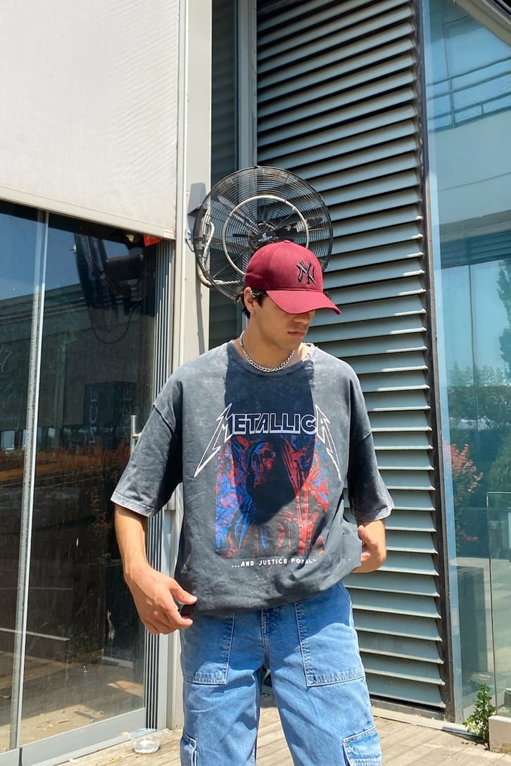 Metallica Justice Acid Wash Oversize Tshirt