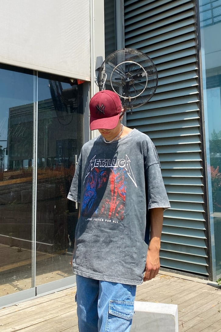 Metallica Justice Acid Wash Oversize Tshirt