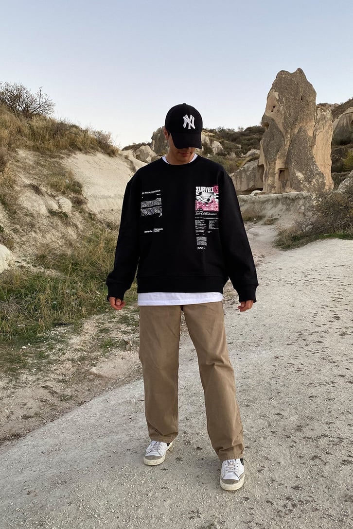 METROPOL BÖLGESİ BASKILI OVERSIZE SWEATSHIRT