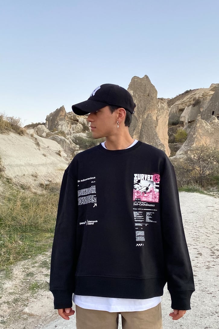 METROPOL BÖLGESİ BASKILI OVERSIZE SWEATSHIRT