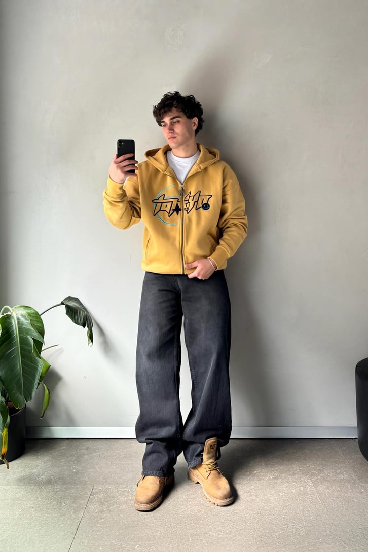 Metropolis Nakışlı Zip Hoodie