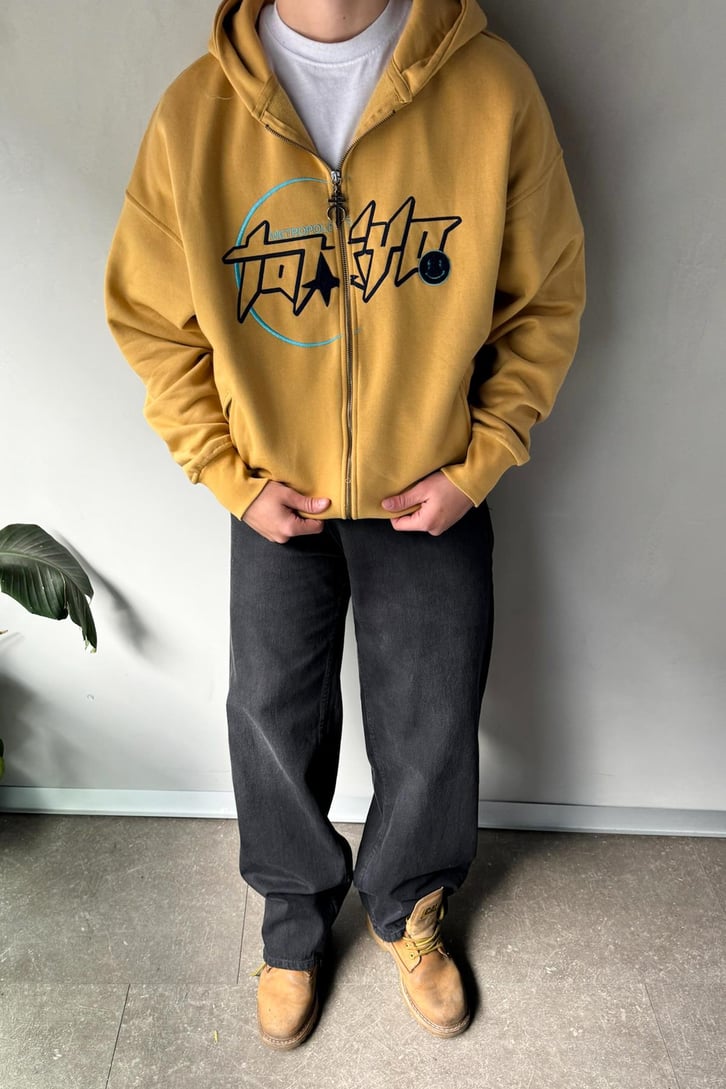 Metropolis Nakışlı Zip Hoodie