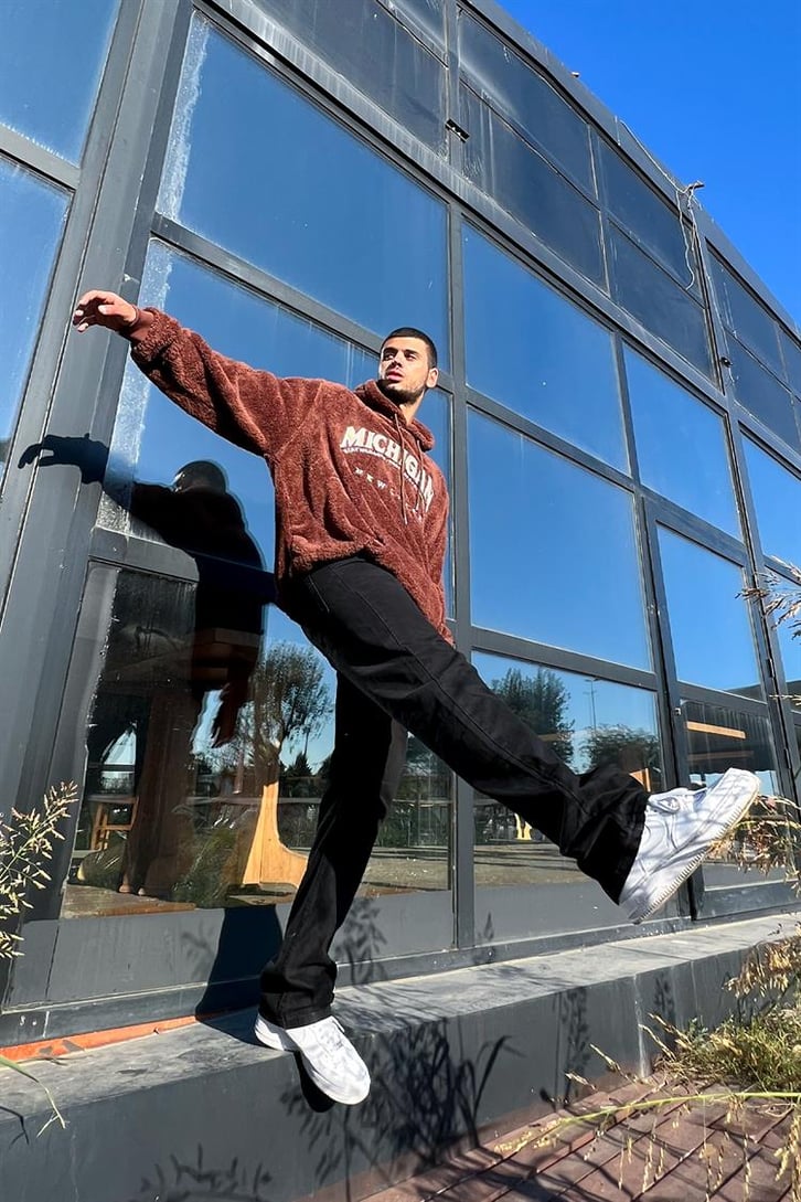 Michigan Kahverengi Peluş Hoodie