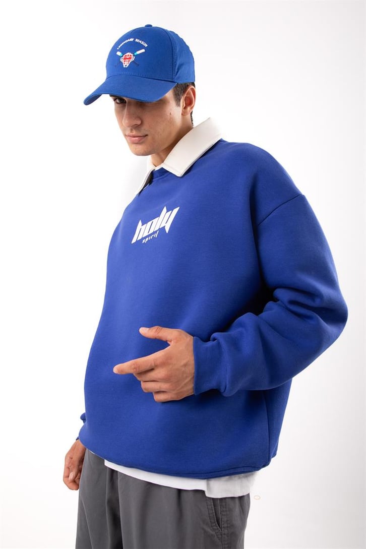 Mid90's Yaka Oversize Mavi Sweatshirt