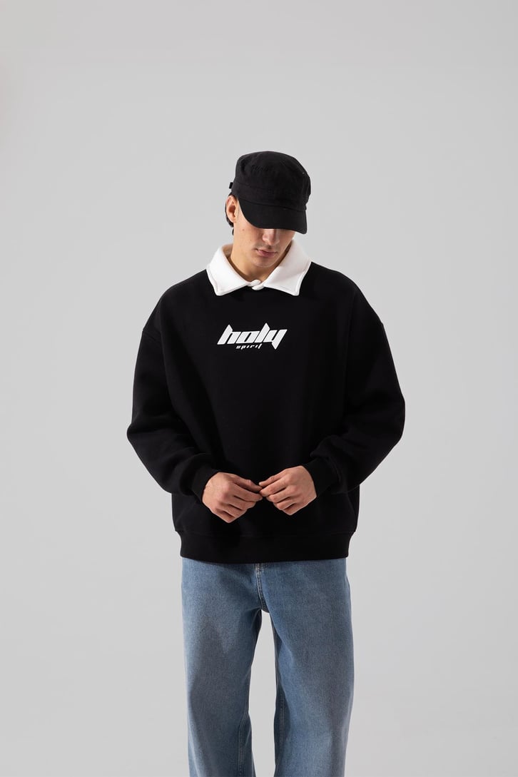 Mid90's Yaka Oversize Siyah Sweatshirt