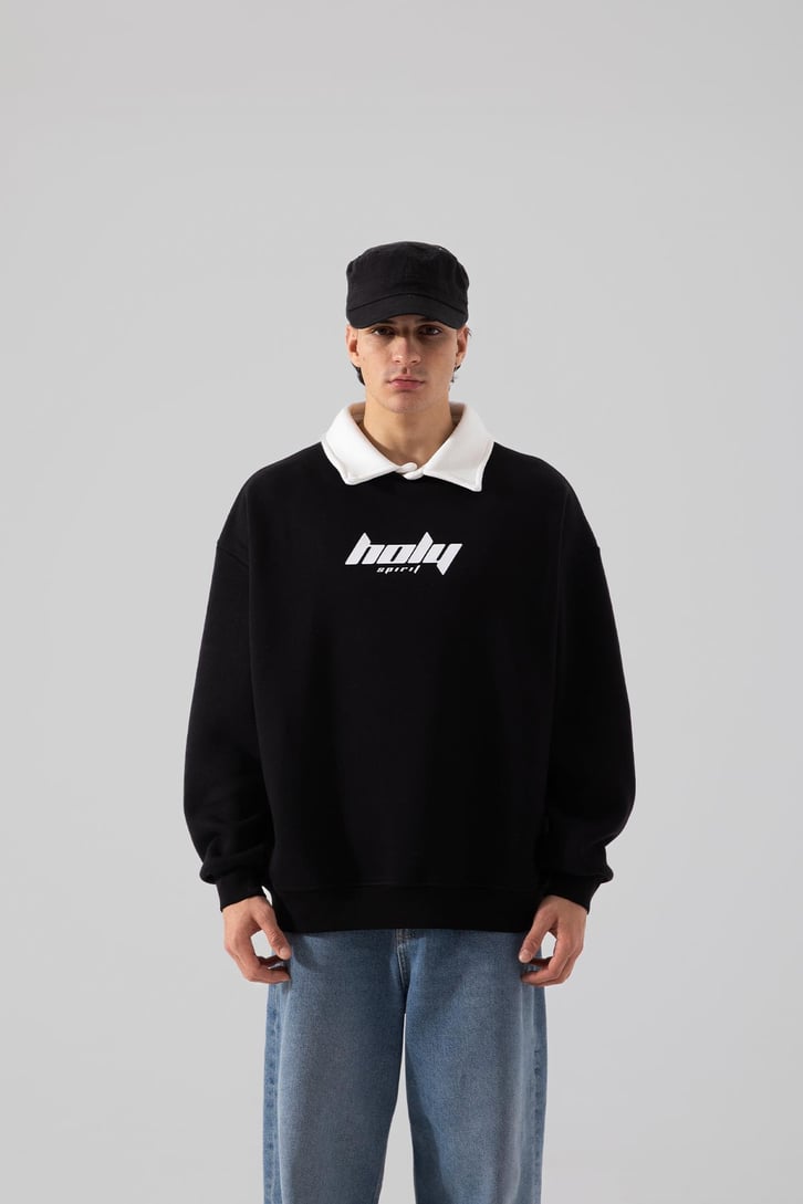 Mid90's Yaka Oversize Siyah Sweatshirt