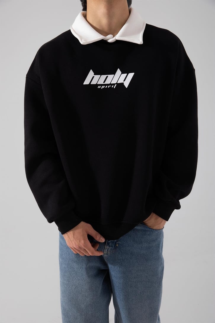 Mid90's Yaka Oversize Siyah Sweatshirt