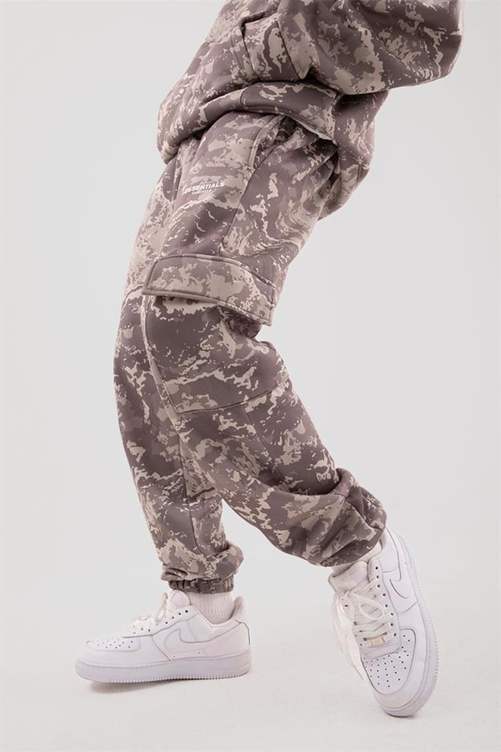 Military Desenli Oversize Bej Eşofman Takımı