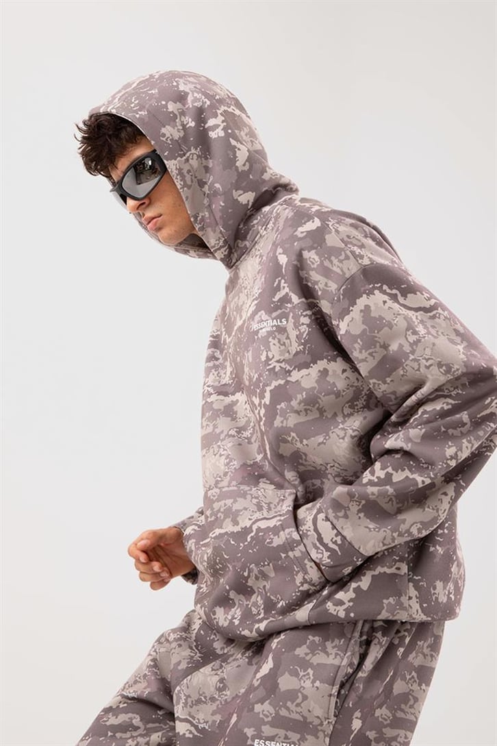 Military Desenli Oversize Bej Eşofman Takımı