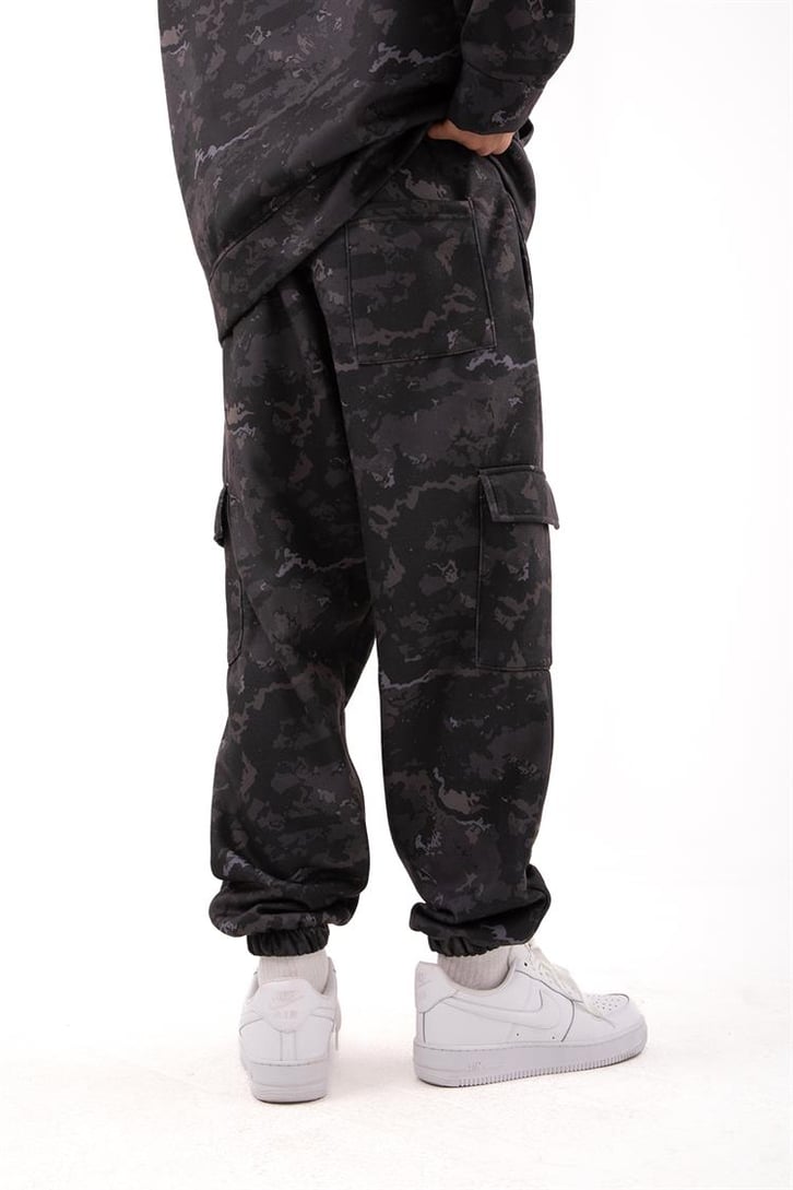 Military Desenli Oversize Siyah Eşofman Takımı
