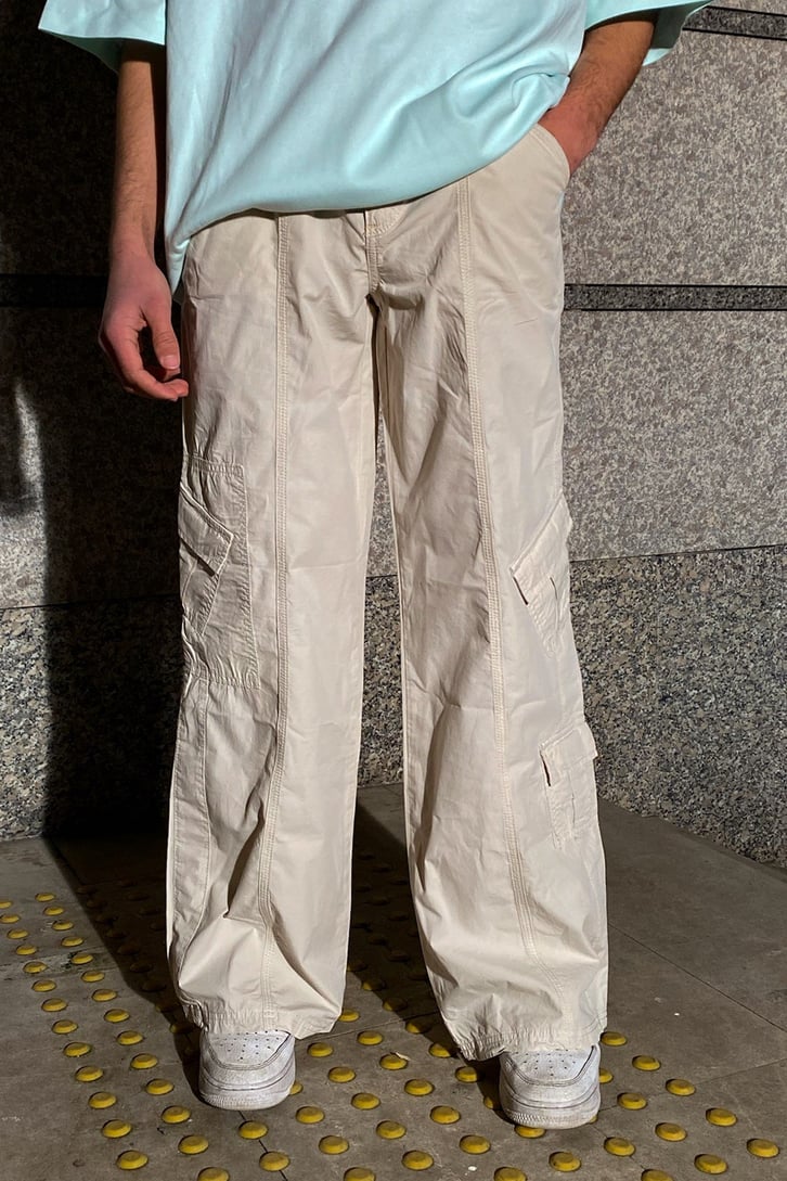 Mini Cep Extra Baggy Fit Beige Pants