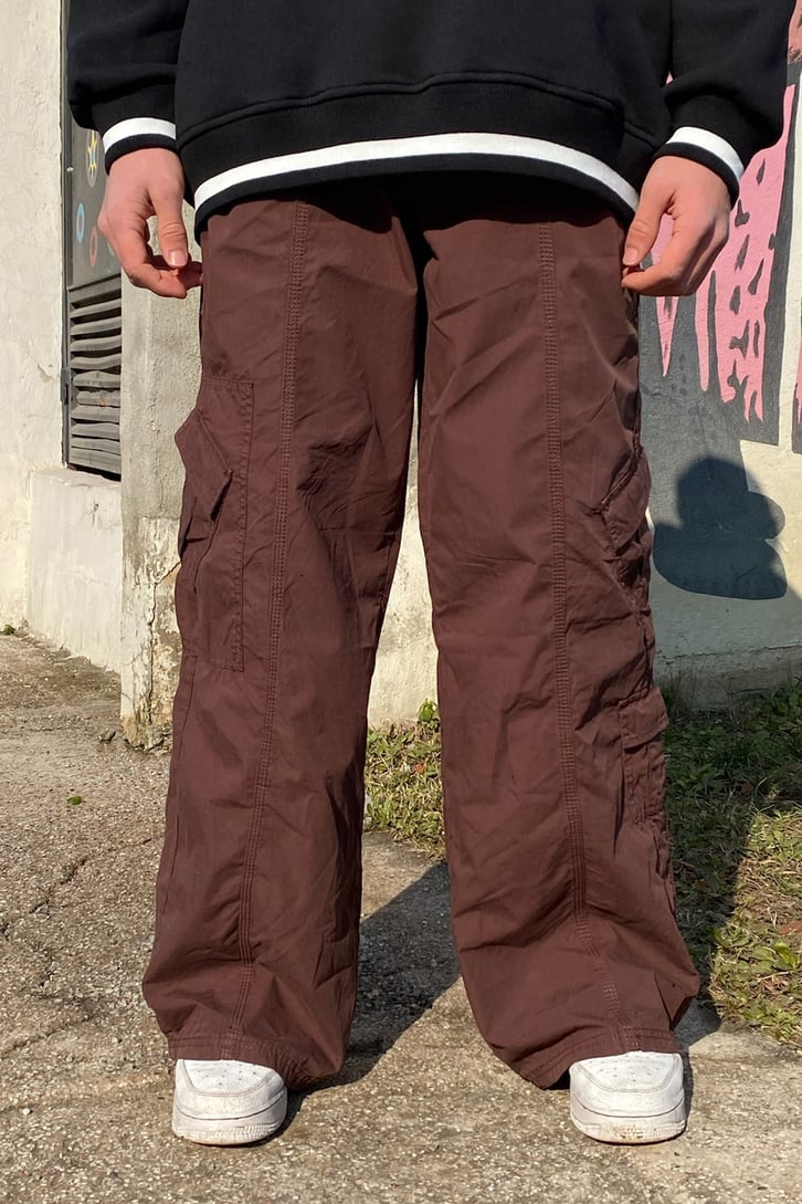 Mini Cep Extra Baggy Fit Kahverengi Pants