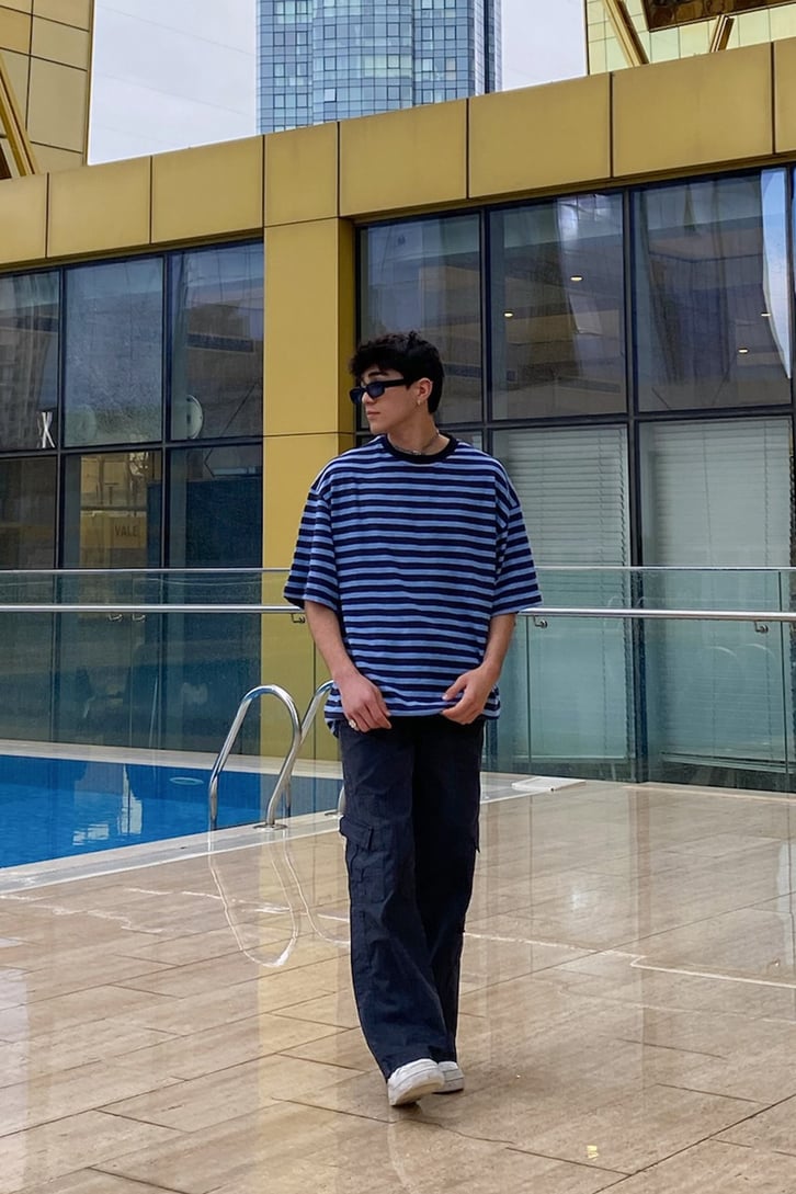 Mini Cep Extra Baggy Fit Navy Blue Pants