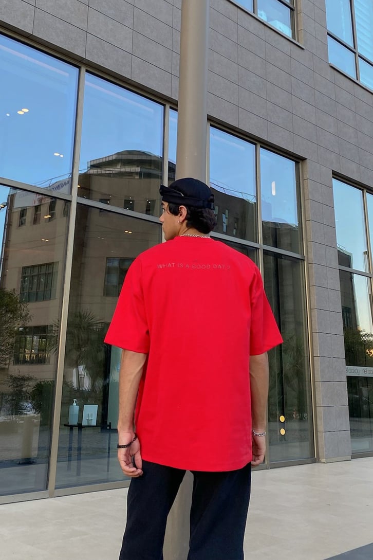 Mini Chest Baskılı Kırmızı Oversize Tshirt