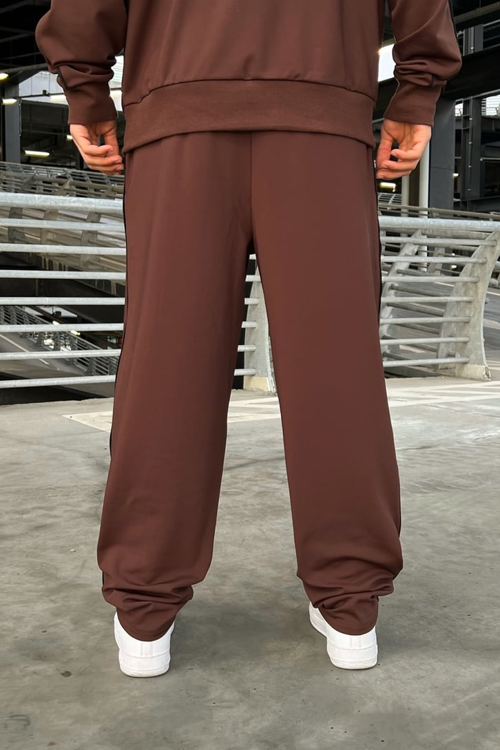 Mini Logo Baskılı Kahverengi Zipper Eşofman Takımı