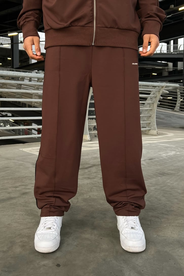 Mini Logo Baskılı Kahverengi Zipper Eşofman Takımı