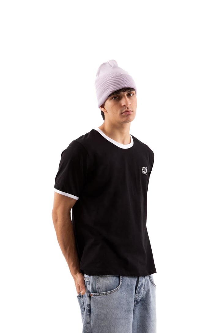 Mini Logo Nakışlı Siyah Regular Tişört
