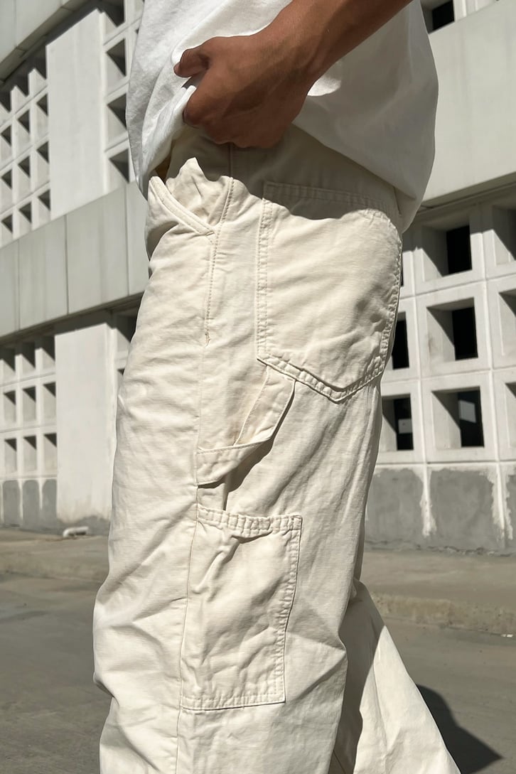 Mini Pocket Krem Baggy Pantolon