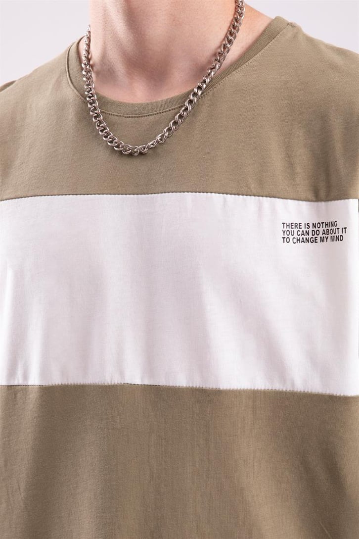 Mini Text Baskılı Çizgili Oversize Tshirt