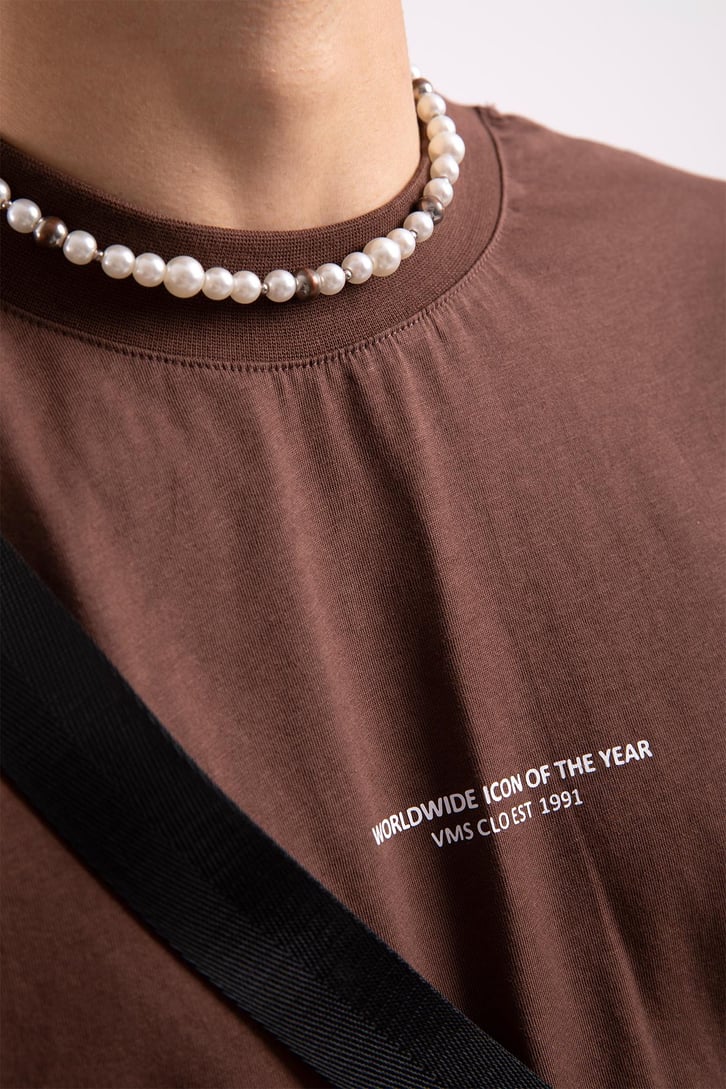 Mini Text Baskılı Oversize Tshirt