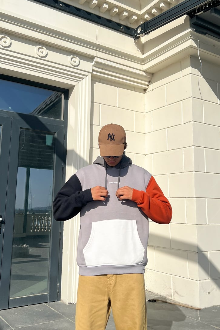 Mini Text Baskılı Parçalı Oversize Sweatshirt