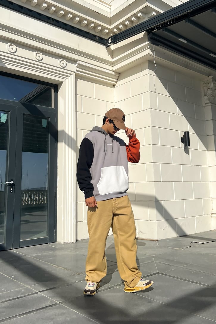 Mini Text Baskılı Parçalı Oversize Sweatshirt