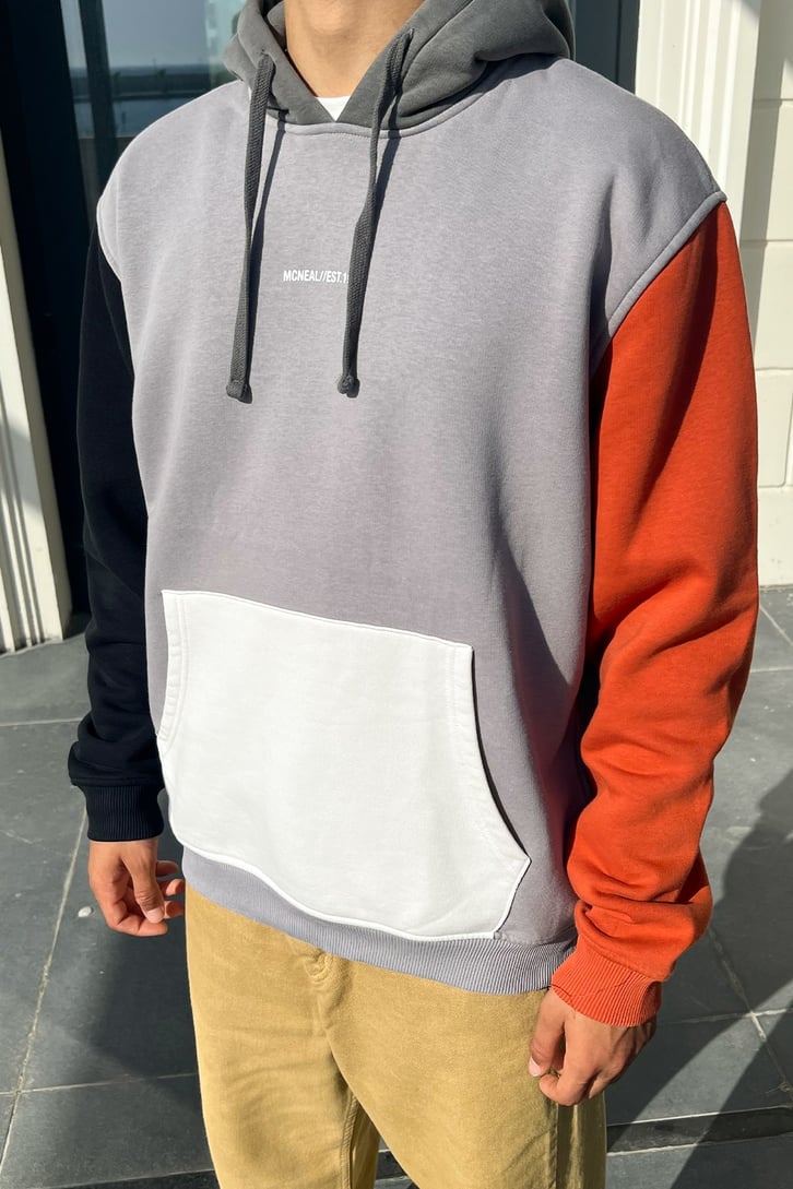 Mini Text Baskılı Parçalı Oversize Sweatshirt
