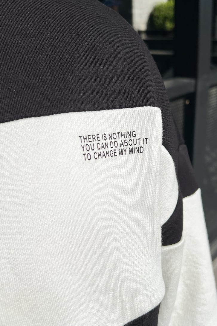 Mini Text Çizgili Oversize Sweatshirt