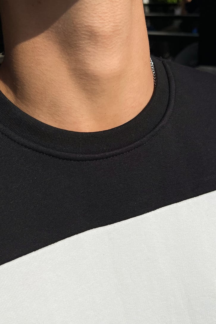 Mini Text Çizgili Oversize Sweatshirt