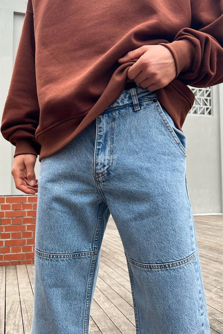 Mini Text Printed Açık Mavi Regular Fit Jean