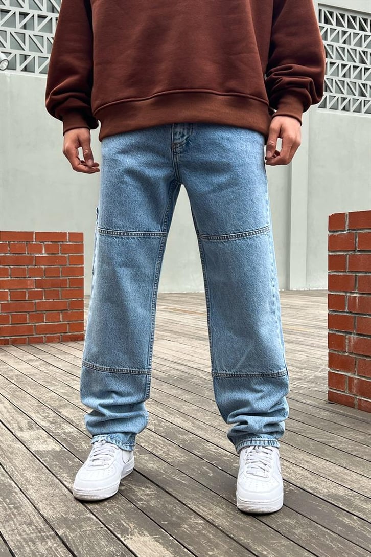 Mini Text Printed Açık Mavi Regular Fit Jean