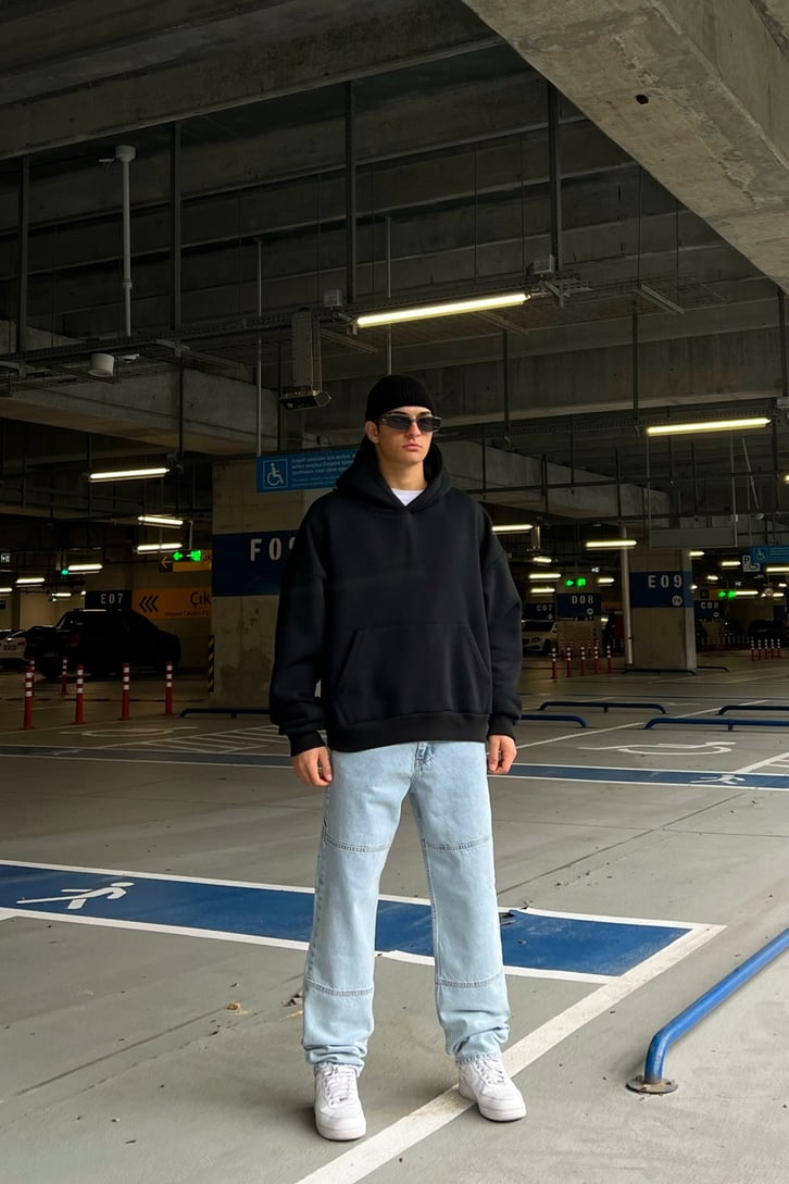 Mini Text Printed Buz Mavi Regular Fit Jean