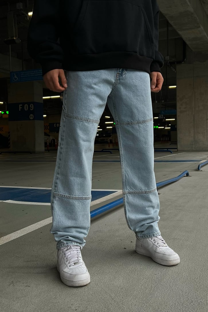 Mini Text Printed Buz Mavi Regular Fit Jean