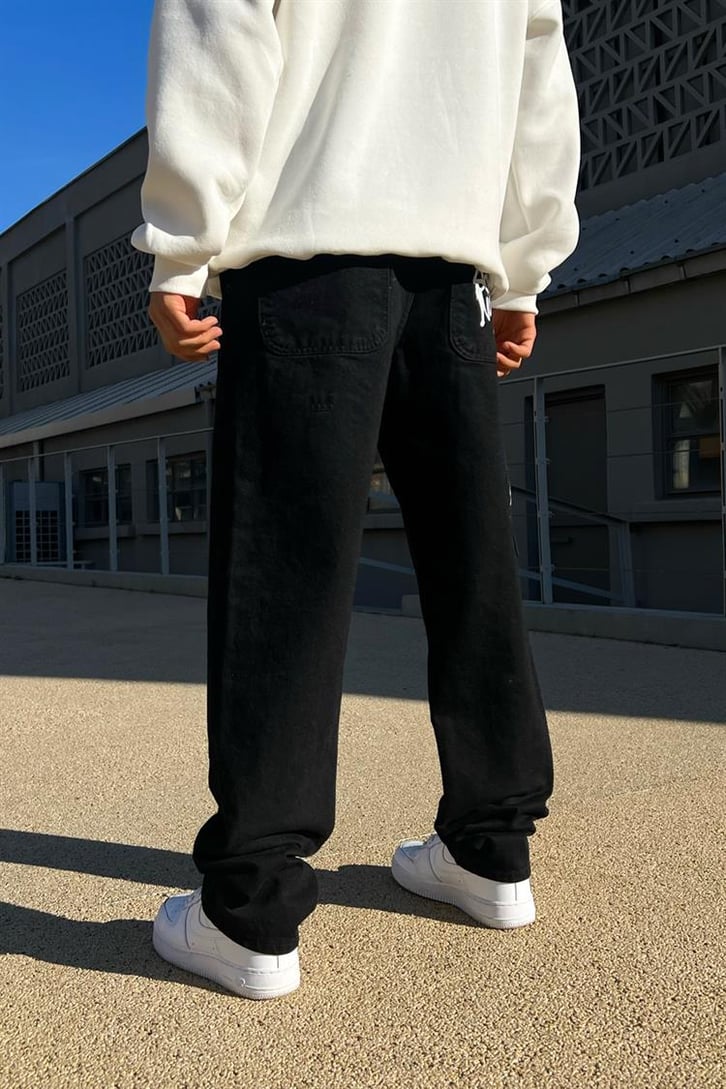 Mini Text Printed Siyah Regular Fit Jean