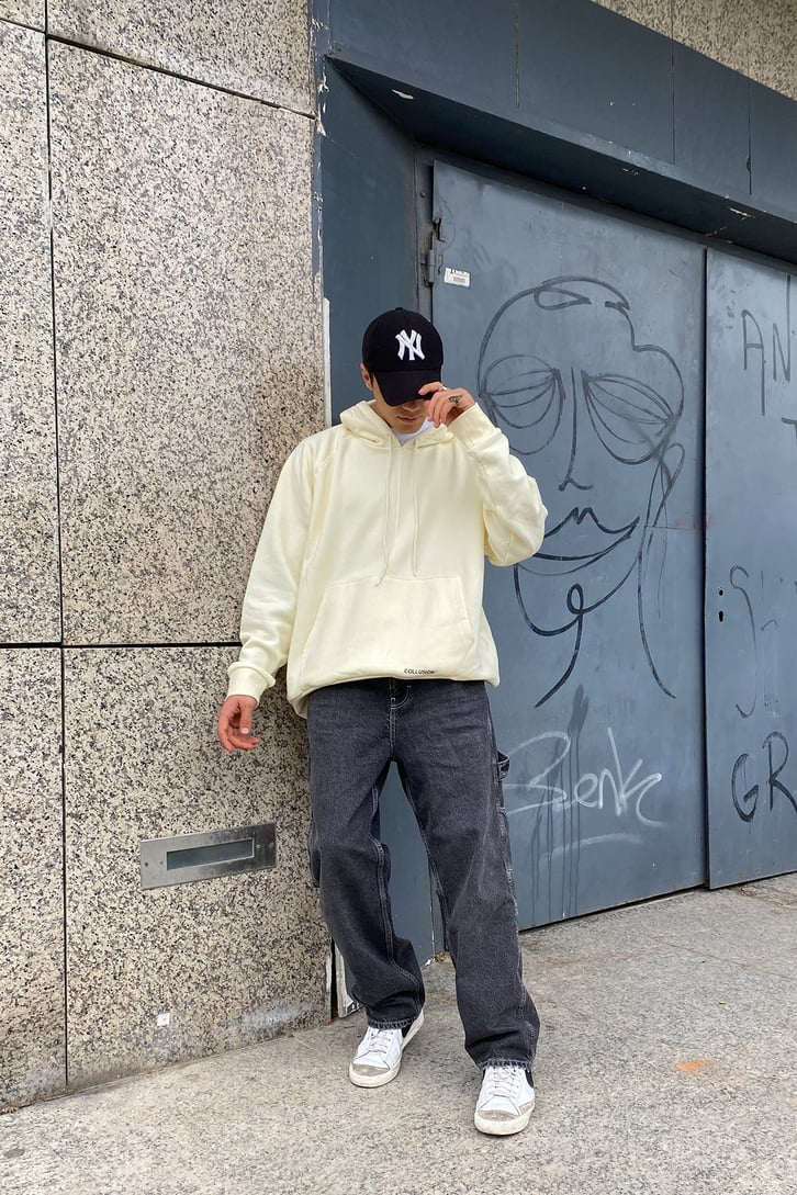 MİNİMAL BASKILI OVERSIZE BASIC HOODIE